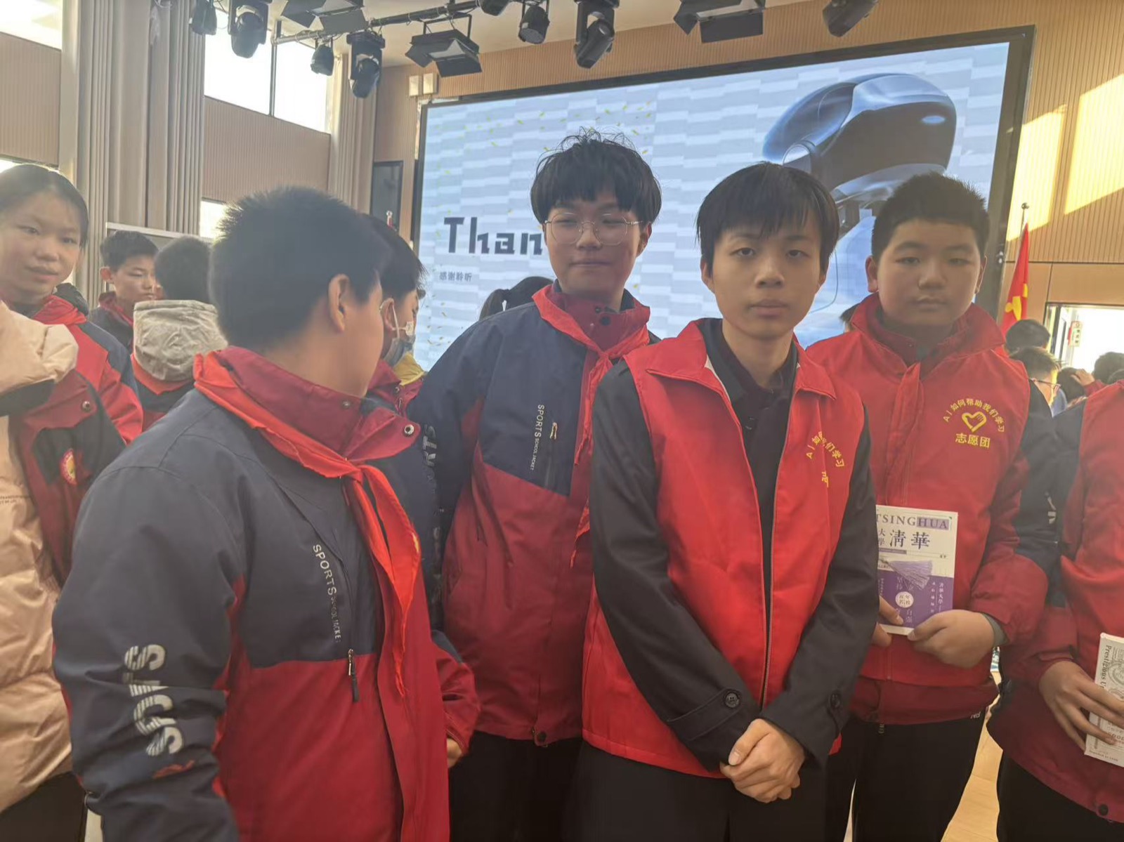 Volunteers with students